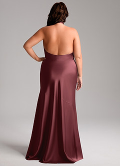 Azazie Lorena Bridesmaid Dresses Merlot Mermaid Pleated Stretch Satin Dress image8