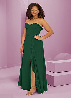 Barbie ♥ Azazie Bridesmaid Dresses Dark Green A-Line Sweetheart Neckline Chiffon Dress image11