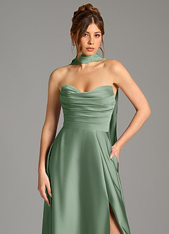 Azazie Ayla Brudtärnklänningar Klä av A-Linje i Stretch Satin Korsett Matcha image2