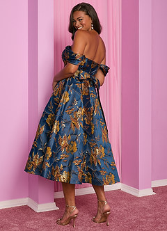 Barbie™ ❤ AZAZIE 4014 Midi Klänning Förgylld Blå image13