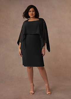 Azazie Maryam Mother of the Bride Dresses Black Sheath Lace Chiffon Dress image6