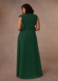 Azazie Narine Mother of the Bride Dresses Dark Green A-Line High Neckline Pleated Chiffon Dress image12