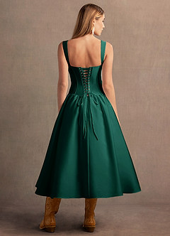 Arwen Hunter Green Dropped Waist Midi Dress image3