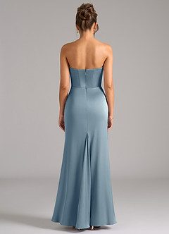 Azazie Debby Bridesmaid Dresses Dusty Blue Mermaid Strapless Stretch Satin Convertible Dress image7