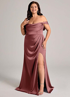 Azazie Johana Vestidos de damas de honor Vestido de Amatista de Satén Elástico de Corte Sirena Convertible con Vestidos sin tirantes image10