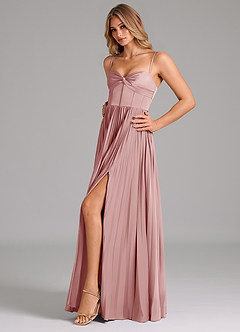 Azazie Akiko Bridesmaid Dresses Dusty Rose A-Line Sweetheart Neckline Stretch Satin Dress image6