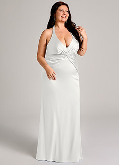 Azazie Valerie Suknie dla druhen Syrena Pofałdowany Satyna elastyczna Do ziemi Sukienka image10