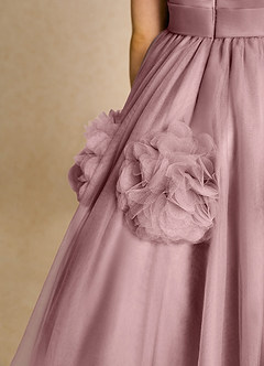 Azazie Vola Abiti da Ragazza di Fiori Abito Principessa in Tulle Senza Maniche Rosa Polverosa image6