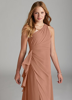 Azazie Maive Junior Bronzer A-Line Pleated Chiffon Dress image4