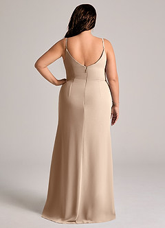 Azazie Deandra Brudtärnklänningar Klä av Sjöjungfru i Chiffong Plisserad Taupe image8