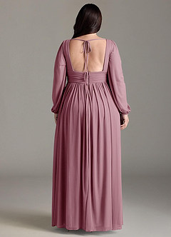 Azazie Norah Bridesmaid Dresses Vintage Mauve A-Line V-Neck Long Sleeve Chiffon Dress image7
