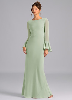Azazie Leone Bridesmaid Dresses Dusty Sage Mermaid Corset Chiffon Dress image1