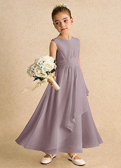 Azazie Edelweiss Flower Girl Dresses Dusk A-Line Pleated Chiffon Dress image3