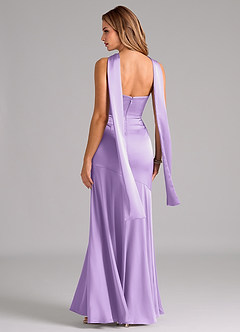 Azazie Shiloh Bridesmaid Dresses Lilac Mermaid Strapless Stretch Satin Convertible Dress image7