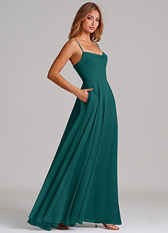 Azazie Elle Bridesmaid Dresses Peacock A-Line Pleated Chiffon Dress image5