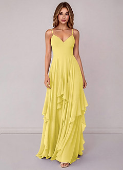 Azazie Zaina Brautjungfernkleider A-Linie Chiffon Kleid Kanarienvogel image4