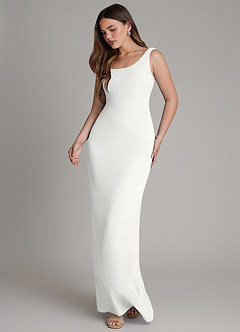 Azazie Hadley Bridesmaid Dresses White Mermaid Pleated Chiffon Dress image4