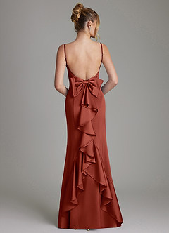 Azazie Zherra Robes de demoiselle d'honneur Robe Sirène en Satin extensible Arc Terracotta image5