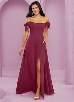 Barbie ♥ Azazie Bridesmaid Dresses Mulberry A-Line Off the Shoulder Chiffon Convertible Dress image1