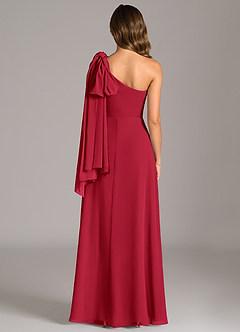 Azazie Tella Bridesmaid Dresses Scarlet A-Line One Shoulder Chiffon Dress image7