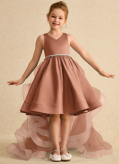 Azazie Julietta Blumenmädchenkleider Ballkleid Cabrio Tüll Kleid Bronzer image2
