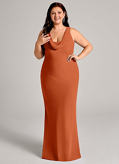 Azazie Rylina Bridesmaid Dresses Burnt Orange Mermaid Pleated Chiffon Dress image10