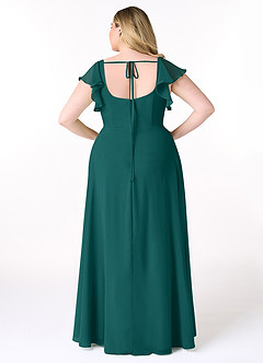 Azazie Bondi Brautjungfernkleider A-Linie Gekräuselt Chiffon Kleid Pfau image8