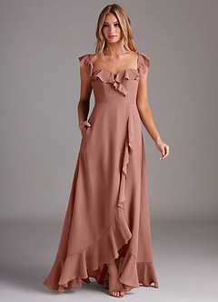 Azazie Lyra Bridesmaid Dresses Cedar Rose A-Line Chiffon Convertible Dress image3