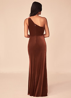 Mother Of The Bride Dress Terracotta Flowy Ruffle Sleeves V-Neck Ruched Back Zip Long Chiffon Mother Of The Bride Dresses