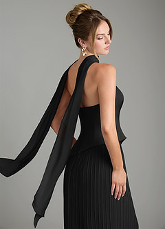 Azazie Tierney Bridesmaid Dresses Black A-Line Strapless Chiffon Convertible Dress image11