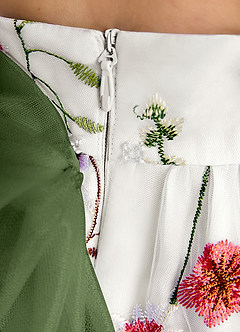 Azazie Peppa vestidos de niña de las flores Vestido de Marfil Oliva de Tul de Corte En A con Escote de Corazón image7