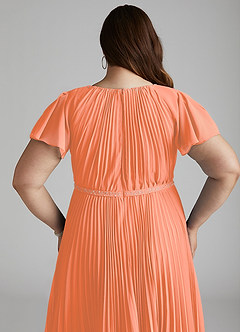 Azazie Kara Bescheidene Brautjungfernkleider A-Linie Plissee Chiffon Bodenlänge Kleid image14