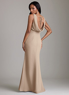 Azazie Linelle Robes de demoiselle d'honneur Robe Sirène en Mousseline de soie Plissée Taupe image2