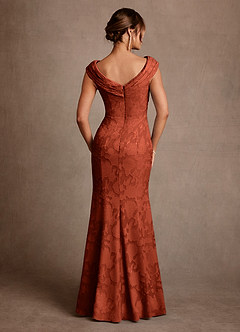 Azazie Aberdeen Mother of the Bride Dresses Auburn Sheath Pleated Floral Burnout Dress image2