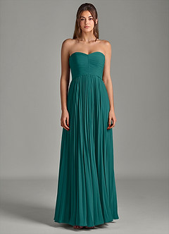 Azazie Chiana Final Sale Peacock A-Line Strapless Chiffon Dress image4