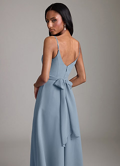 Azazie Kali 신부 들러리 드레스 A라인 주름진 쉬폰 바닥 길이 드레스 image2