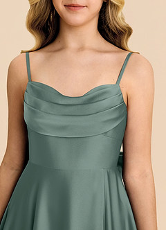 Azazie Bear Junior Sea Moss A-Line Sweetheart Neckline Stretch Satin Dress image7