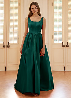 Blakellya Dark Green A-line Boned Corset Prom Dress image3