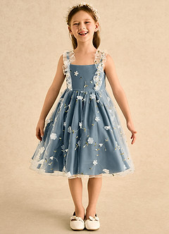 Azazie Krissie Flower Girl Dresses Twilight A-Line Ruched Tulle Dress image4