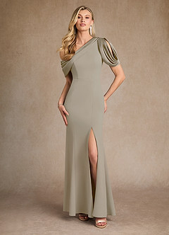 Azazie Paris Mère de la mariée Robes Robe Sirène en Crêpe Élastique Plissée Taupe image1