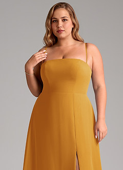 Azazie Wren Bridesmaid Dresses Butterscotch A-Line Side Slit Chiffon Convertible Dress image11