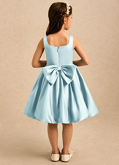 Azazie Lillian Blumenmädchenkleider Ballkleid Plissee Matte Satin Kleid Seegrün image2