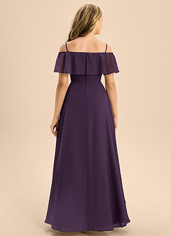 Azazie Maggie Junior A-Linie Schulterfrei Chiffon Kleid Pflaume image6