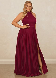 Christian Siriano Bridal for Azazie 1007 Bridesmaid Dresses Burgundy A-Line Pleated Stretch Satin Dress image10