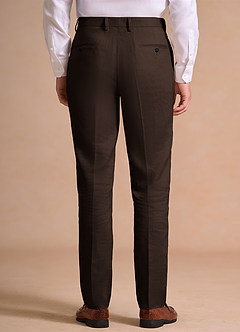 front Wesley Marron Foncé Pantalon habillé en lin mélangé