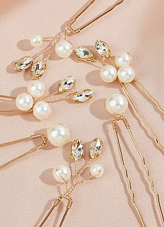 front Pearl Rhinestone Embellished Hair pins