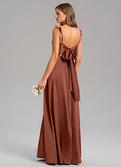 Azazie Everett Bridesmaid Dresses Clay A-Line Stretch Satin Dress image6