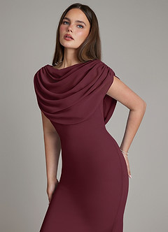 Azazie Hadley Bridesmaid Dresses Cabernet Mermaid Pleated Chiffon Dress image6
