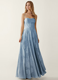 Clementigtle Powder Blue Embossed Clipped Jacquard Prom Dress image3
