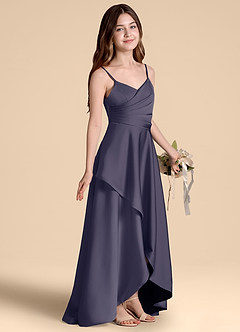 Azazie Prisha Junior A-Linie Plissee Stretch-Satin Kleid Sturm image1